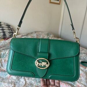 ❌SOLD❌Coach Georgie Shoulder Bag & crossbody Bag in Green Leather & Suede